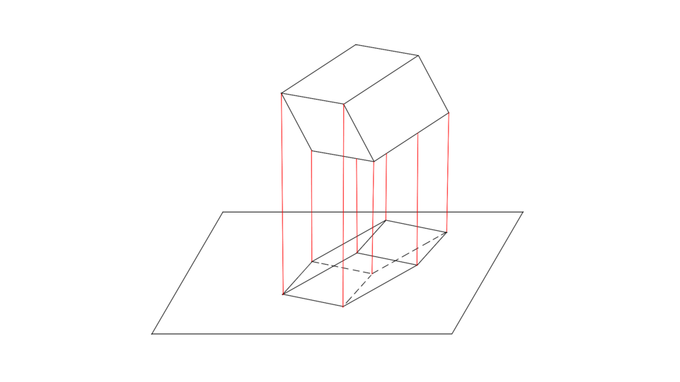 Projeção de um parelelepípedo num plano através da geometria descritiva